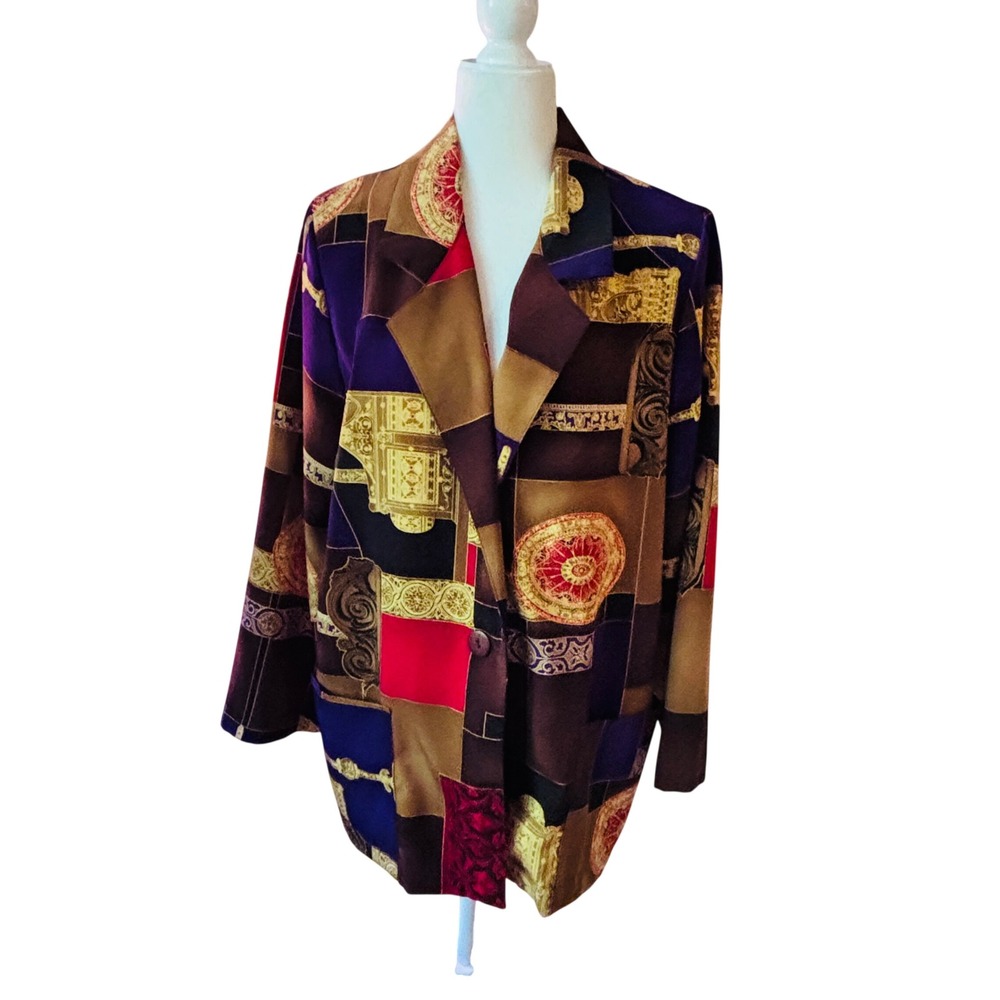 Richard Kristall Vintage 90s Patchwork Baroque Blazer Jacket Multicolor Medium